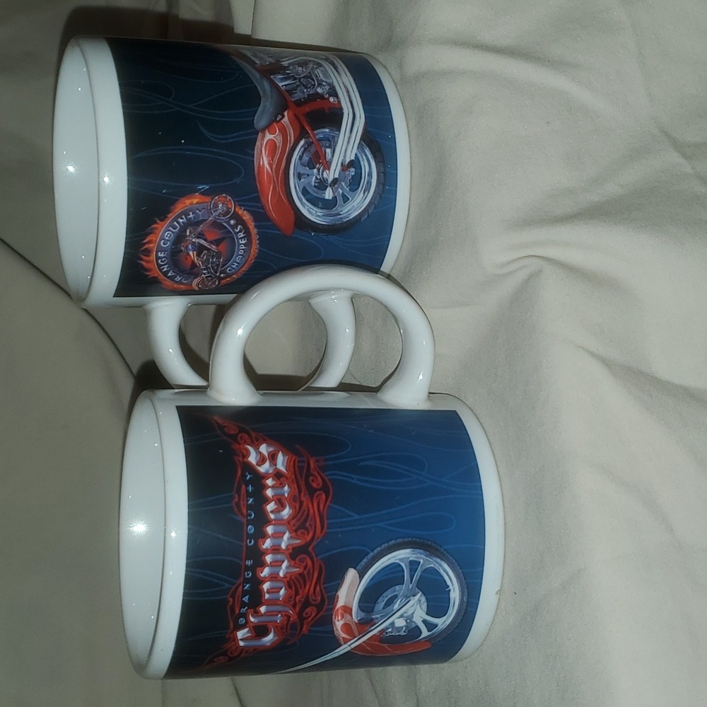 ORANGE COUNTY CHOPPERS 2004 Coffee Mugs Cups-Motorcycle Hog Ceramic-10oz-VGC